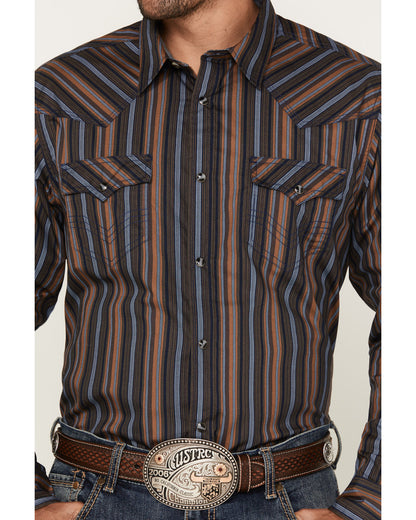 Men's Finals Day Striped Long Sleeve Western Snap Shirt