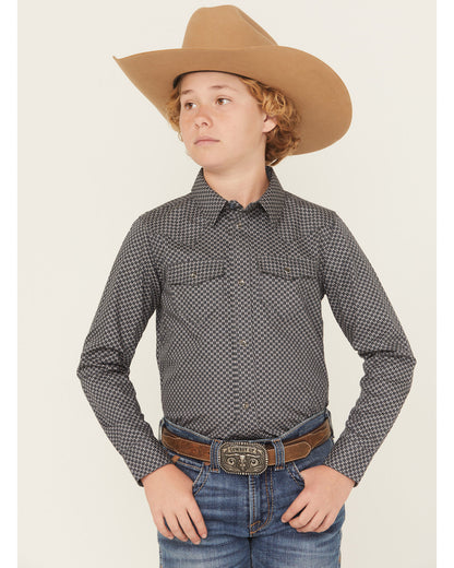 Boys' San Juan Geo Print Long Sleeve Snap Western Shirt