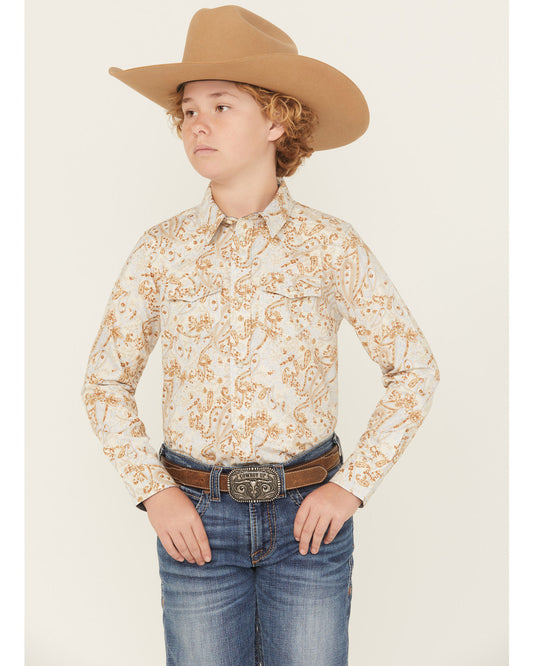 Boys' Porter Floral Long Sleeve Snap Western Shirt
