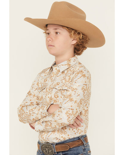 Boys' Porter Floral Long Sleeve Snap Western Shirt