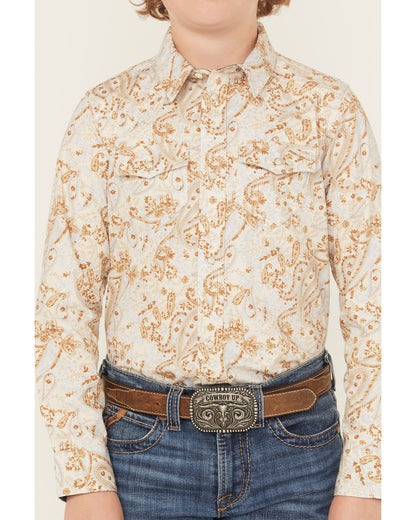 Boys' Porter Floral Long Sleeve Snap Western Shirt