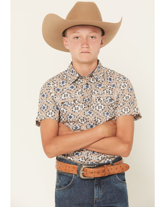 Boys' High Plains Southwestern Print Short Sleeve Snap West