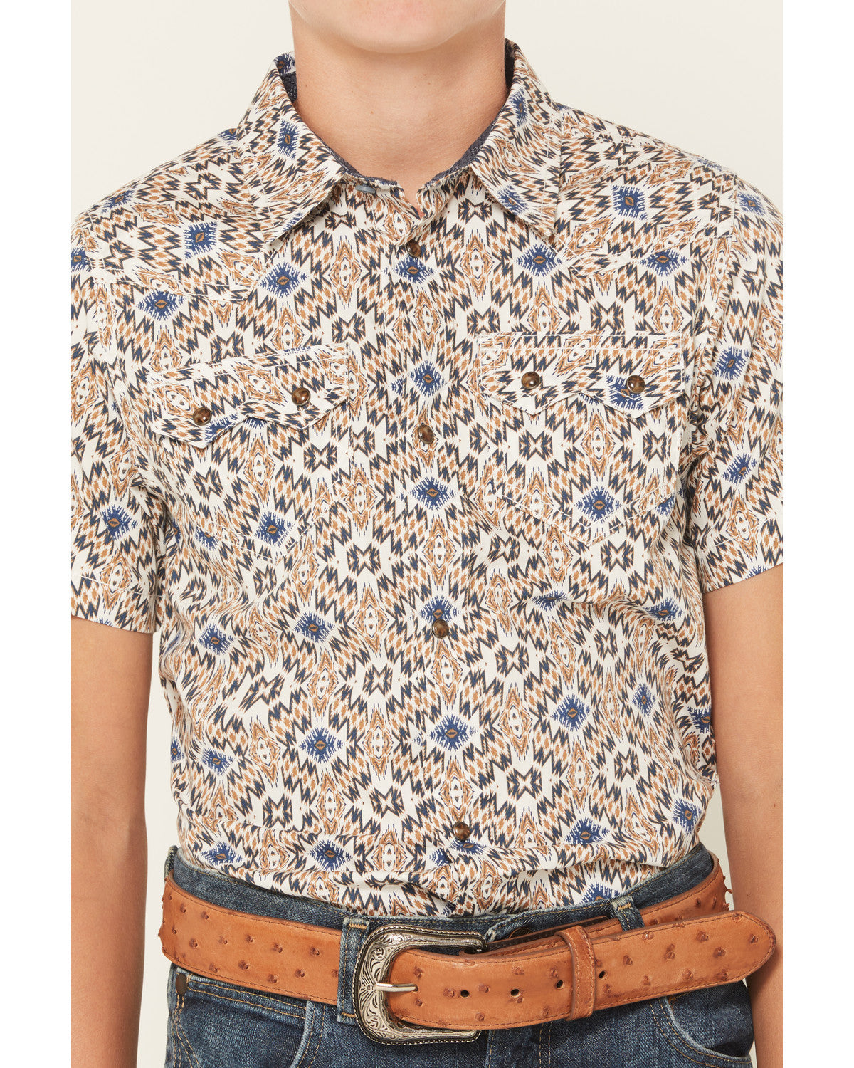 Boys' High Plains Southwestern Print Short Sleeve Snap West