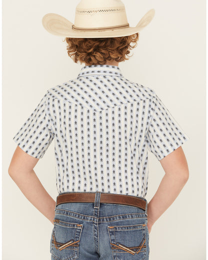 Boys' Outlaw Pass Striped Print Short Sleeve Snap Western S