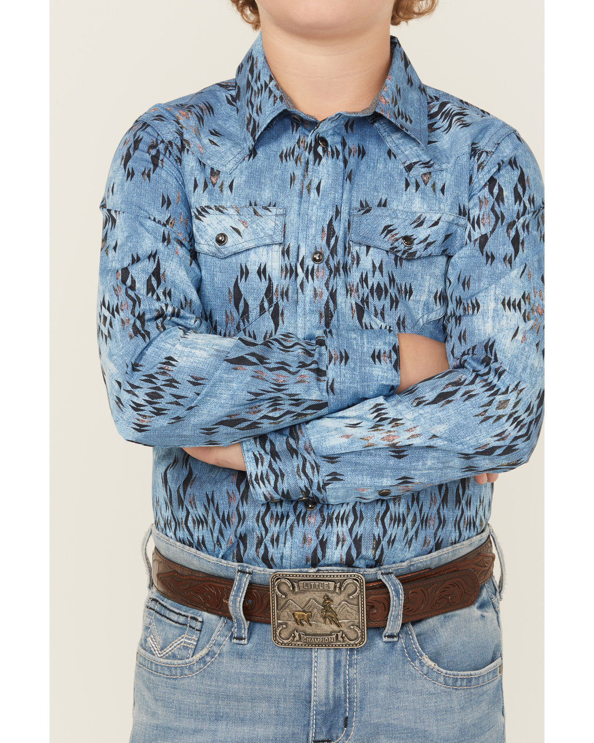 Boys' Maverick Southwestern Print Long Sleeve Snap Western
