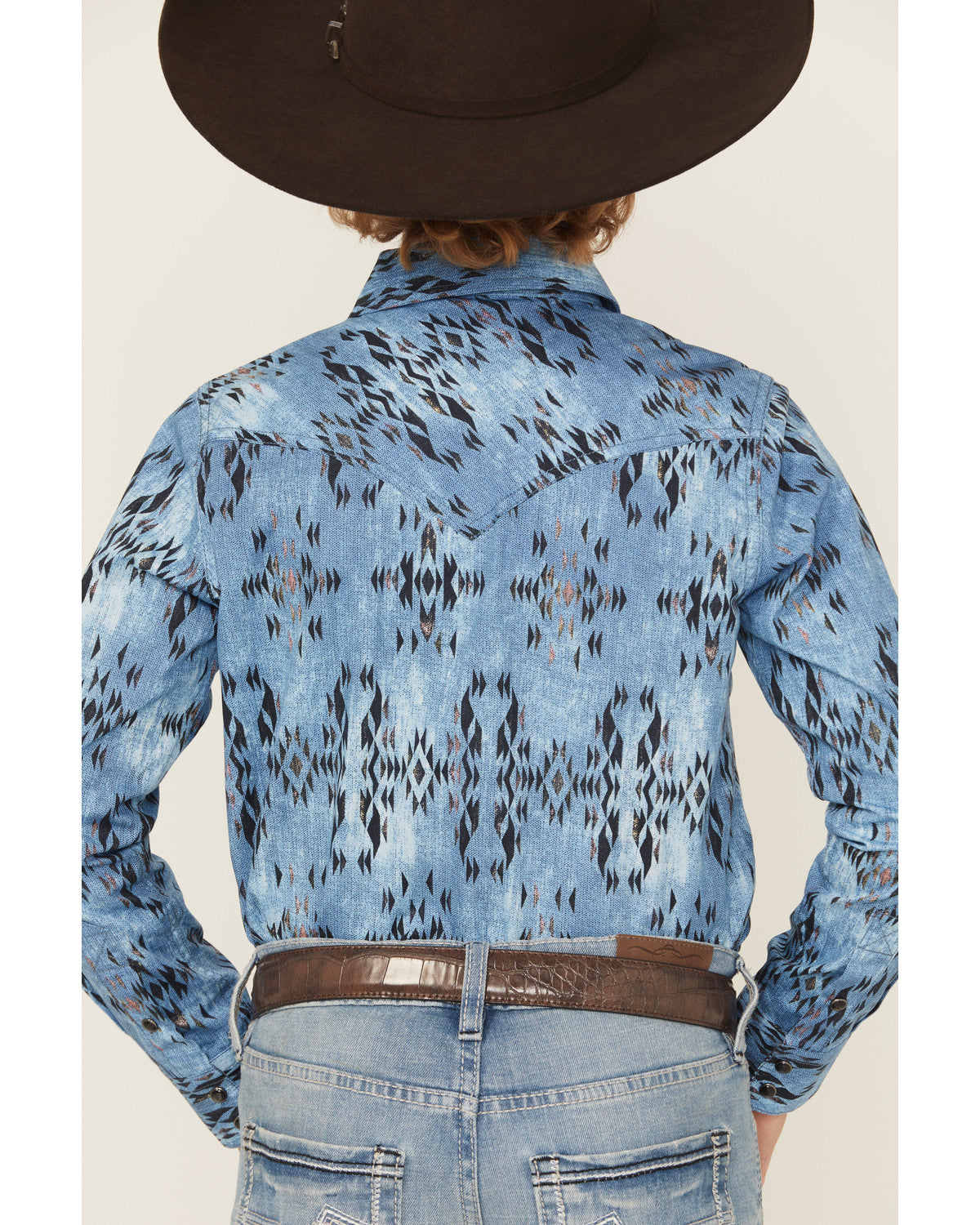 Boys' Maverick Southwestern Print Long Sleeve Snap Western