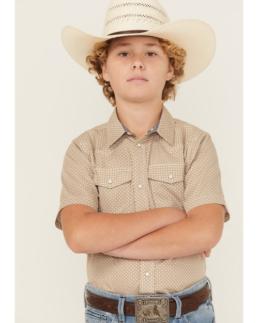 Boys' Grill and Greet Medallion Print Short Sleeve Snap Wes