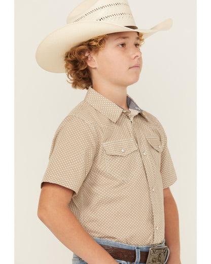 Boys' Grill and Greet Medallion Print Short Sleeve Snap Wes