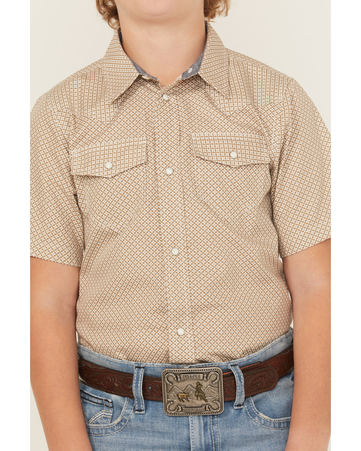 Boys' Grill and Greet Medallion Print Short Sleeve Snap Wes