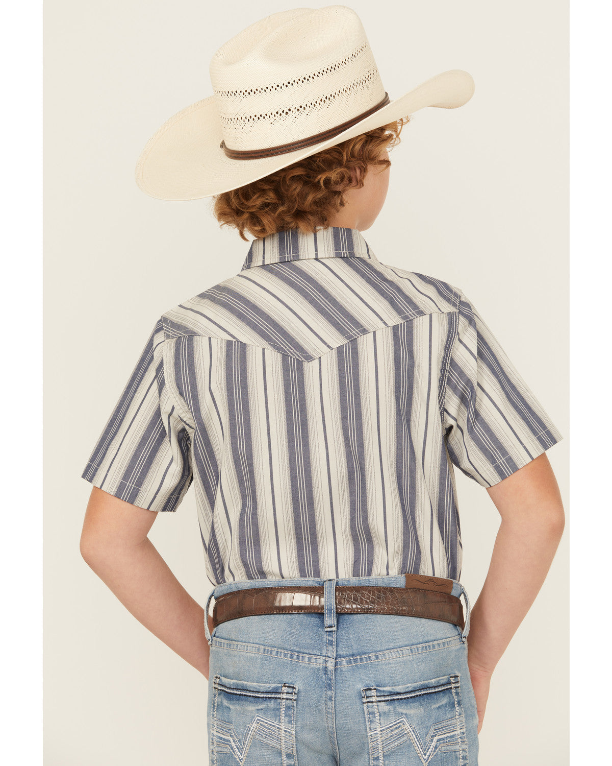 Boys' Roman Striped Short Sleeve Snap Western Shirt