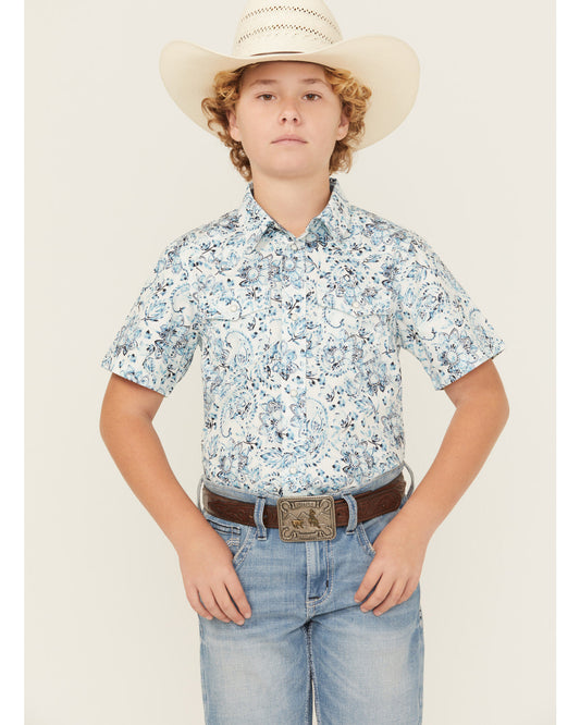 Boys' Frontier Threads Paisley Print Short Sleeve Snap West