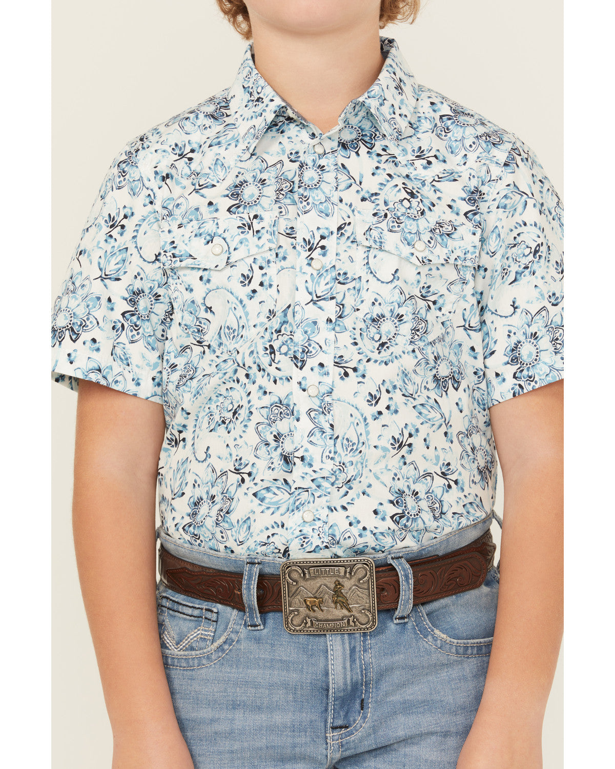 Boys' Frontier Threads Paisley Print Short Sleeve Snap West