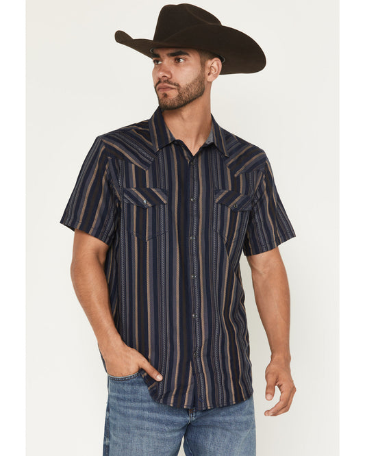 Men's Highland Rim Striped Print Short Sleeve Snap Western