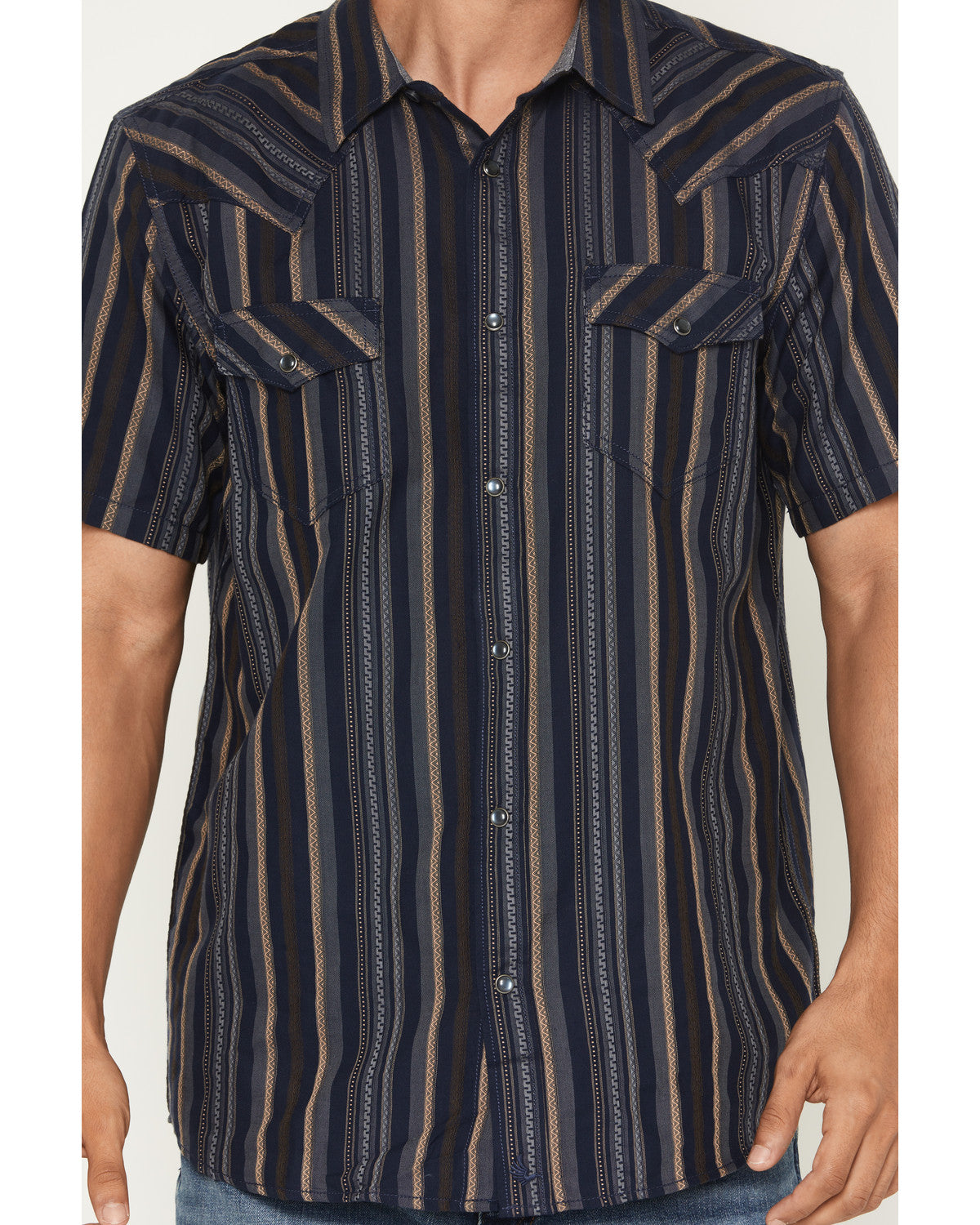 Men's Highland Rim Striped Print Short Sleeve Snap Western