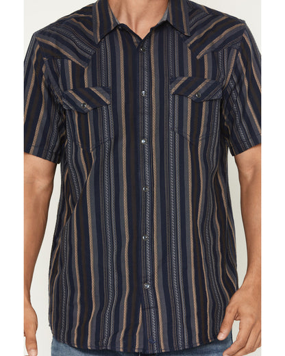 Men's Highland Rim Striped Print Short Sleeve Snap Western