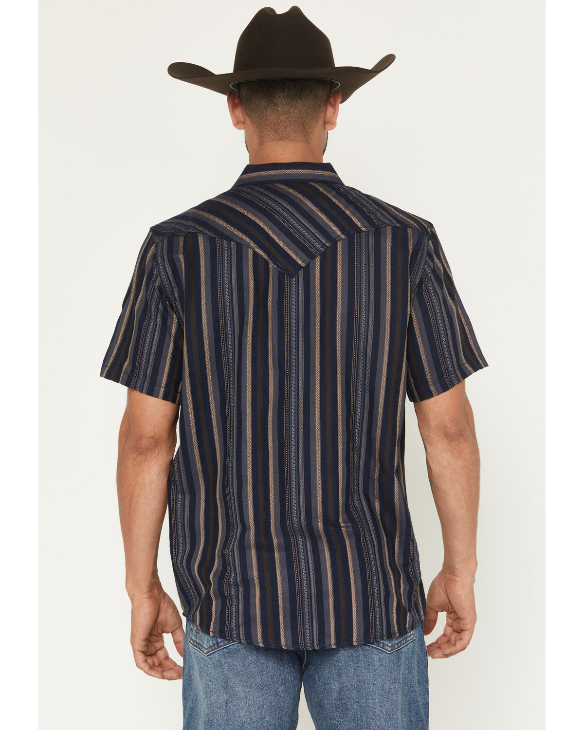 Men's Highland Rim Striped Print Short Sleeve Snap Western