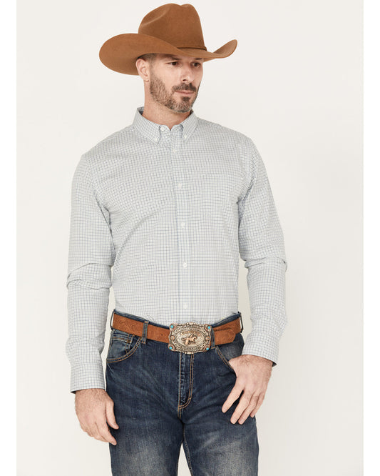 Men's Hoof Plaid Print Long Sleeve Button-Down Western Shir