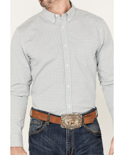 Men's Hoof Plaid Print Long Sleeve Button-Down Western Shir