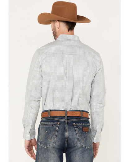 Men's Hoof Plaid Print Long Sleeve Button-Down Western Shir