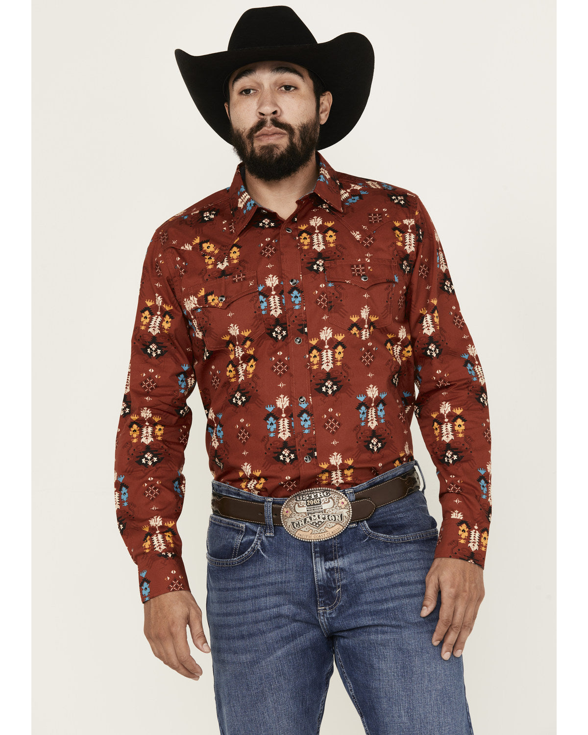 Men's Firewater Southwestern Print Long Sleeve Snap Western