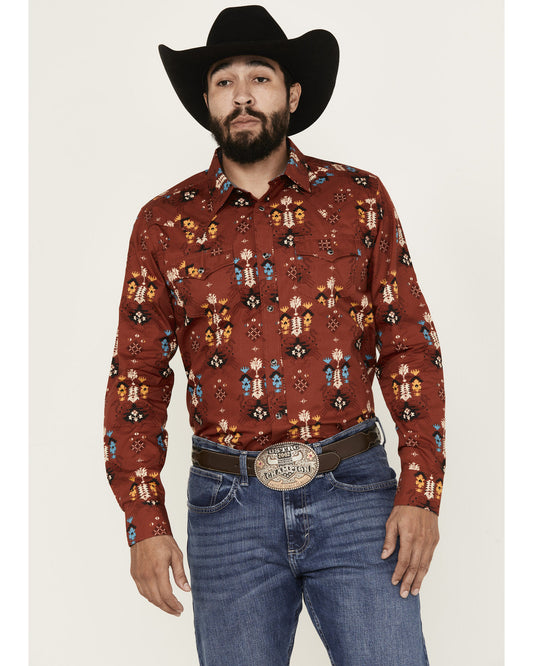 Men's Firewater Southwestern Print Long Sleeve Snap Western