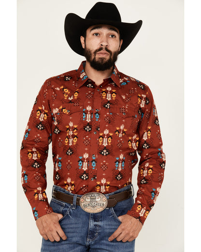 Men's Firewater Southwestern Print Long Sleeve Snap Western