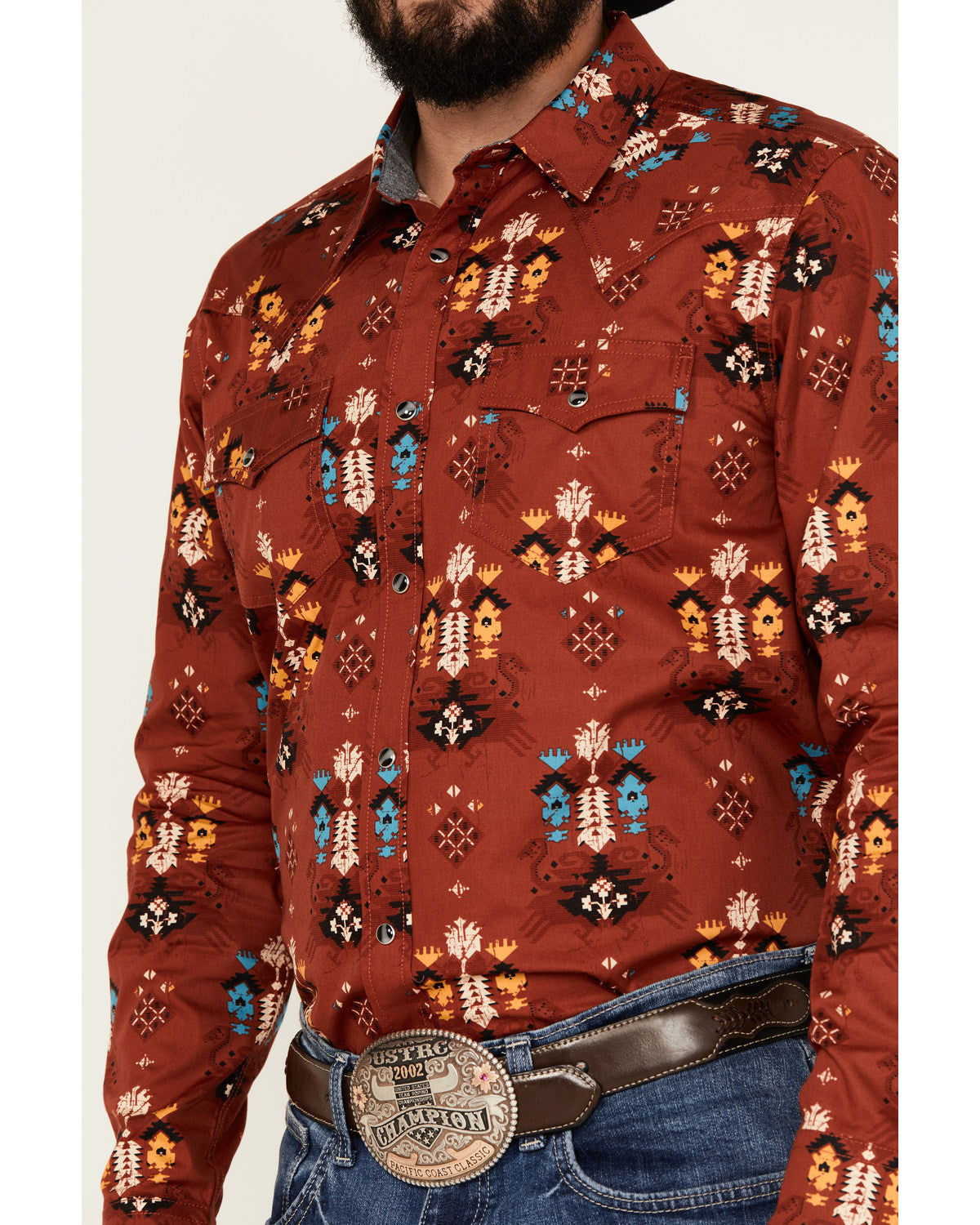 Men's Firewater Southwestern Print Long Sleeve Snap Western