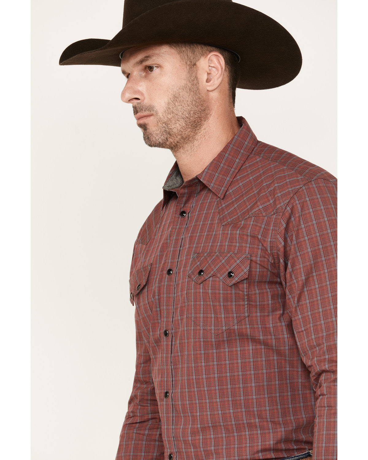 Men's Fire Mountain Long Sleeve Plaid Print Snap Western Sh