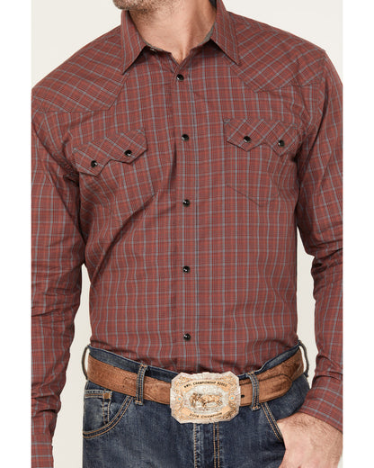 Men's Fire Mountain Long Sleeve Plaid Print Snap Western Sh