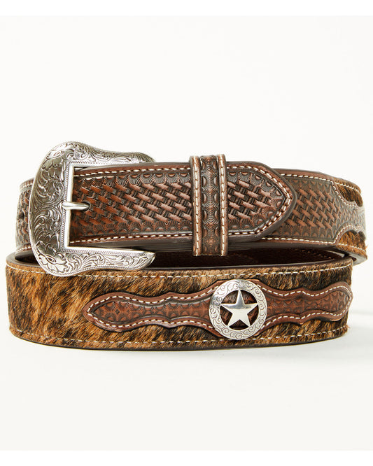 Men's Hair-On Concho Leather Belt