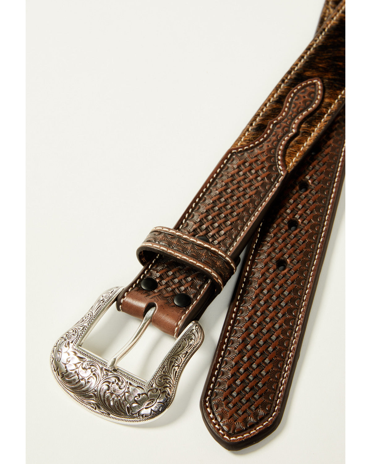 Men's Hair-On Concho Leather Belt