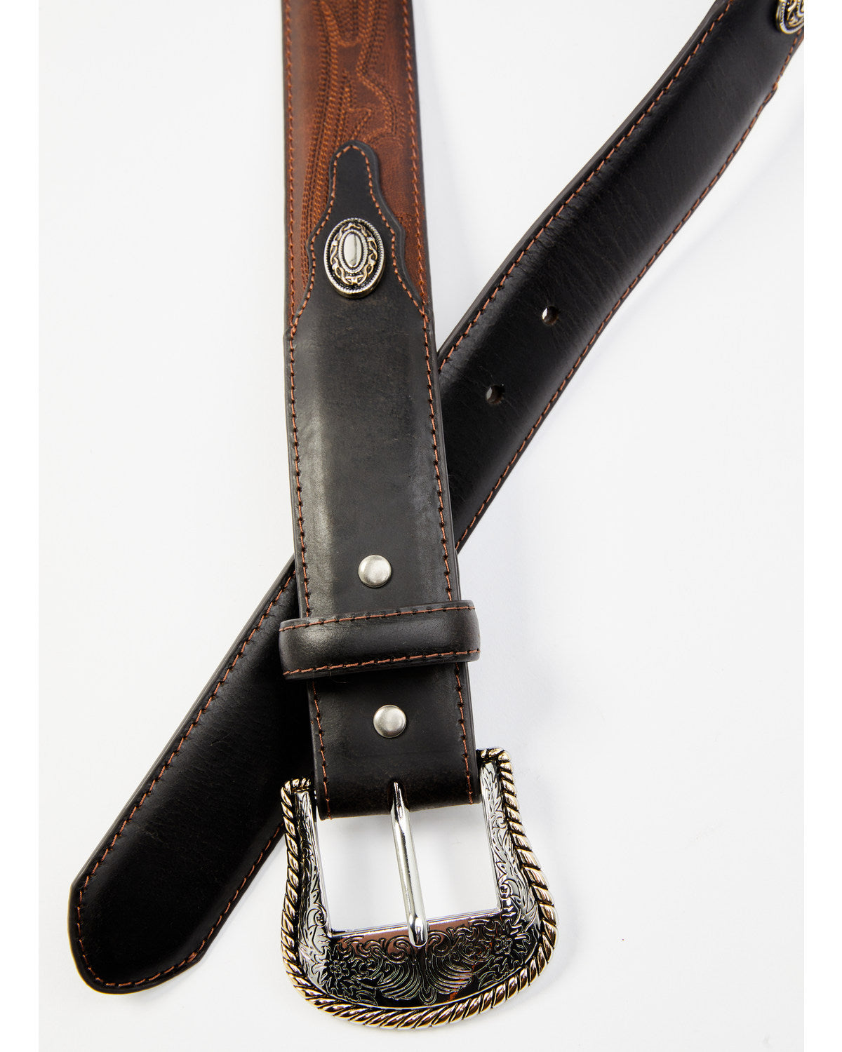Men's Two-Toned Concho Accent Belt