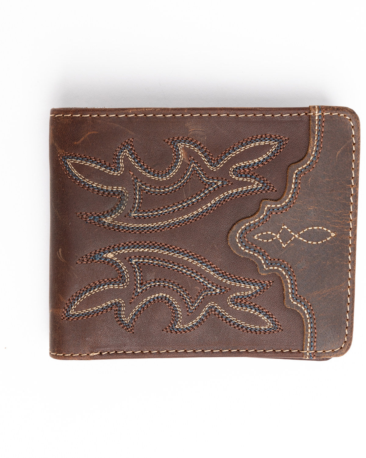 Men's Stitched Bi-Fold Leather Wallet