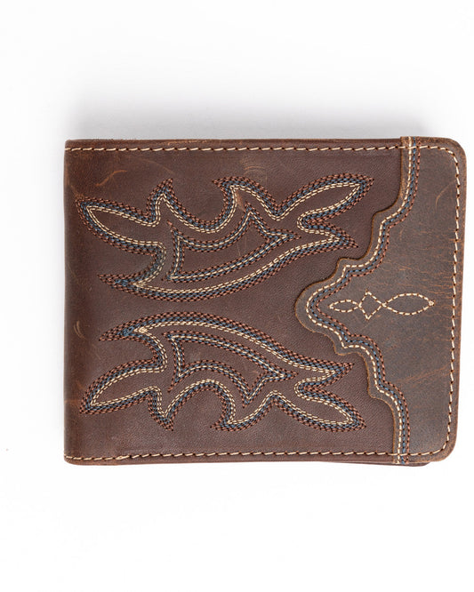 Men's Stitched Bi-Fold Leather Wallet