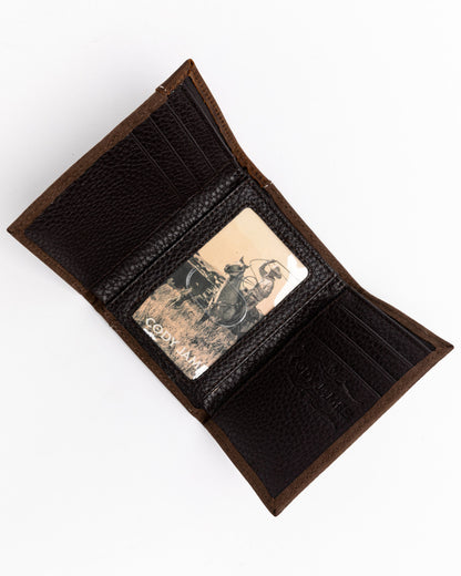 Men's Boot Stitch Longhorn Tri-Fold Leather Wallet
