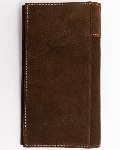 Men's Boot Stitch Long Horn Leather Checkbook Wallet