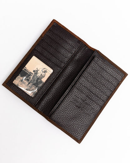 Men's Boot Stitch Long Horn Leather Checkbook Wallet
