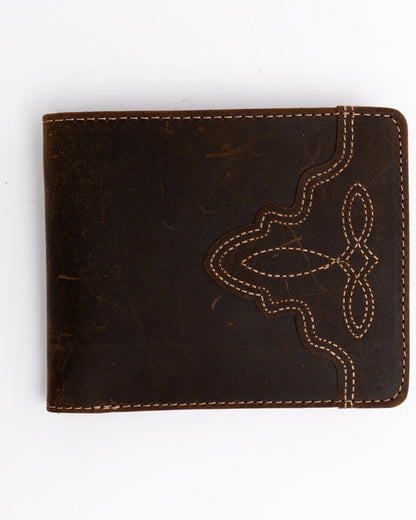 Men's Boot Stitch Bi-Fold Leather Wallet