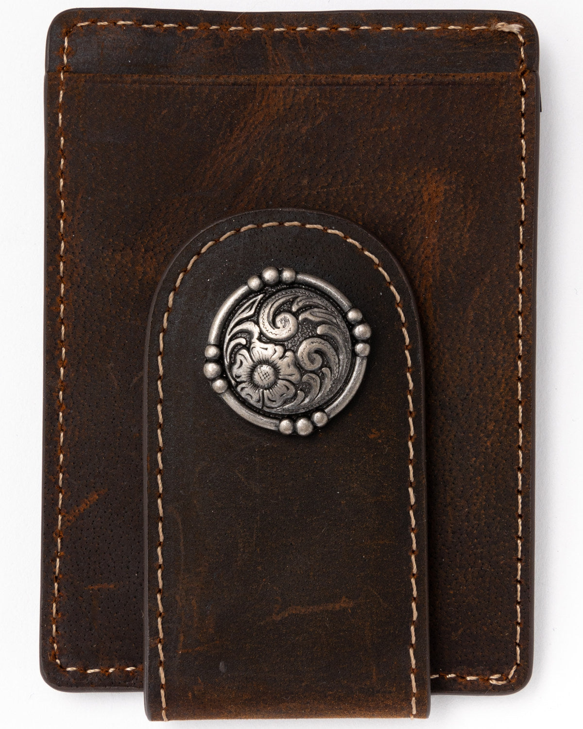 Men's Boot Stitch Money Clip Leather Wallet