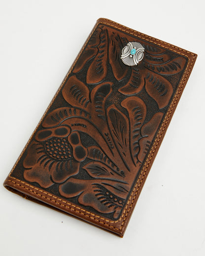 Men's Prescott Tooled Leather Concho Bifold Rodeo Wallet