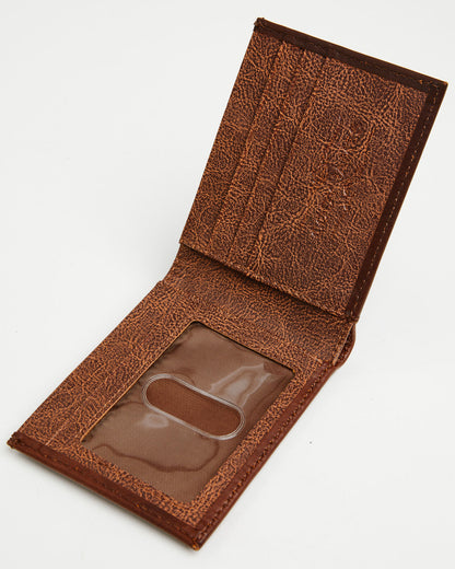 Men's Hutton Basket Weave Tooled Hair-On Bifold Wallet