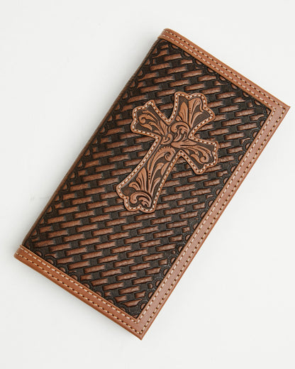 Men's Wells Basketweave Cross Leather Rodeo Wallet