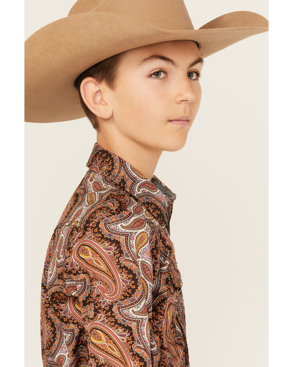 Boys' Dennis Paisley Print Long Sleeve Snap Western Shirt