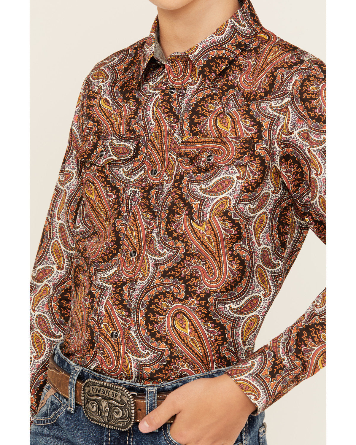 Boys' Dennis Paisley Print Long Sleeve Snap Western Shirt