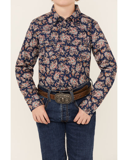 Boys' Grand Finale Paisley Print Long Sleeve Snap Western S