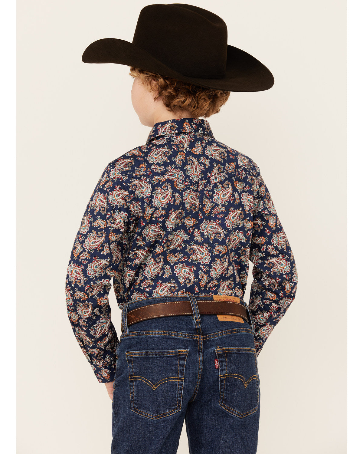 Boys' Grand Finale Paisley Print Long Sleeve Snap Western S