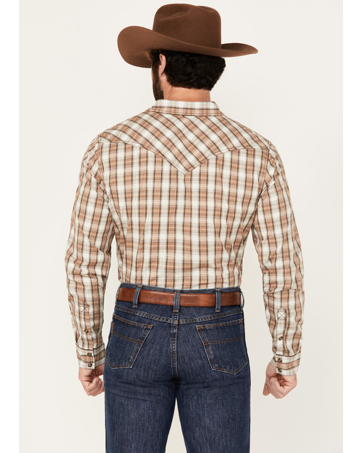 Men's Buck Off Plaid Print Long Sleeve Snap Western Shirt