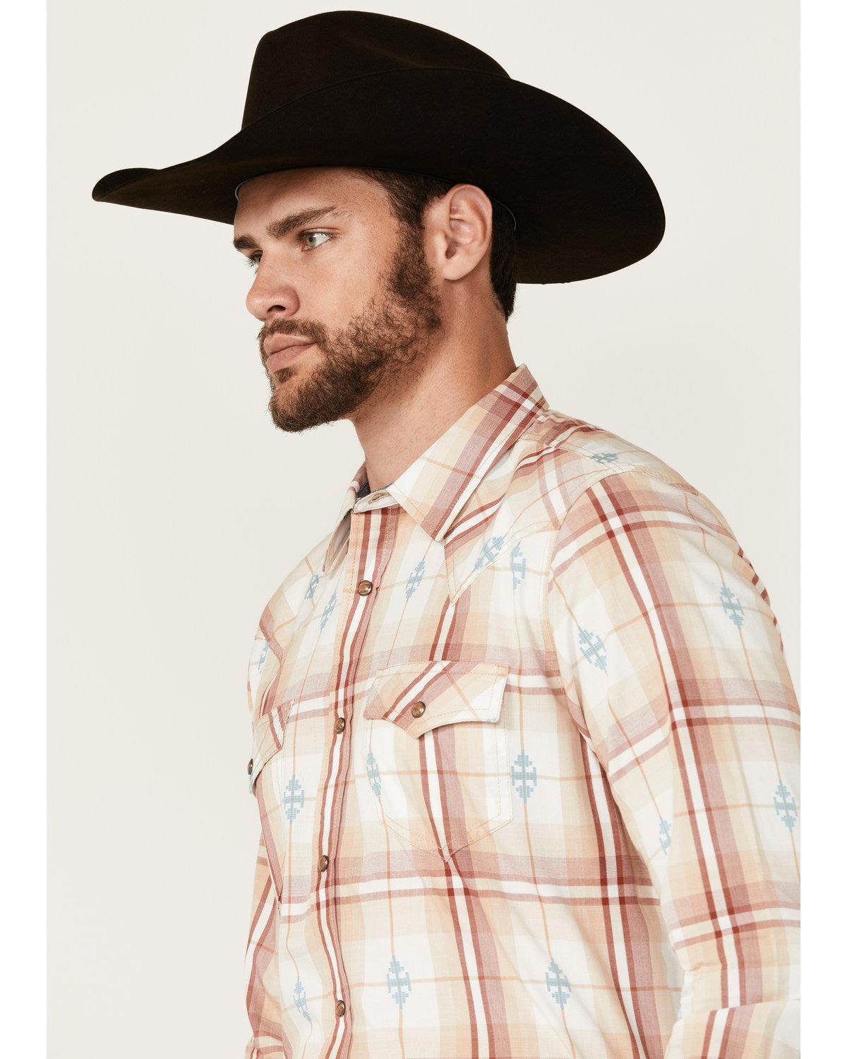 Men's Samba Plaid Print Long Sleeve Snap Western Shirt