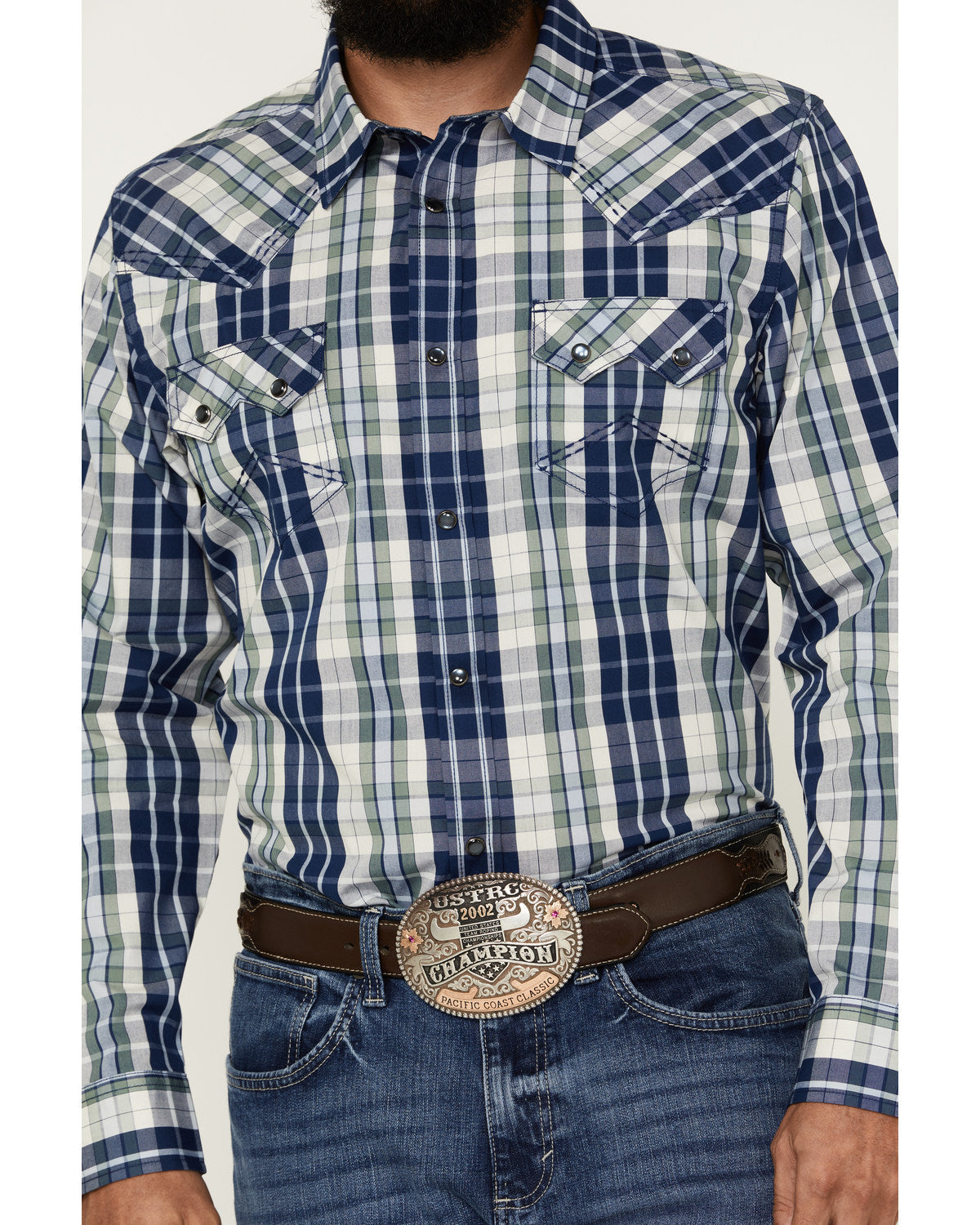 Men's Cole Plaid Print Long Sleeve Pearl Snap Western Shirt