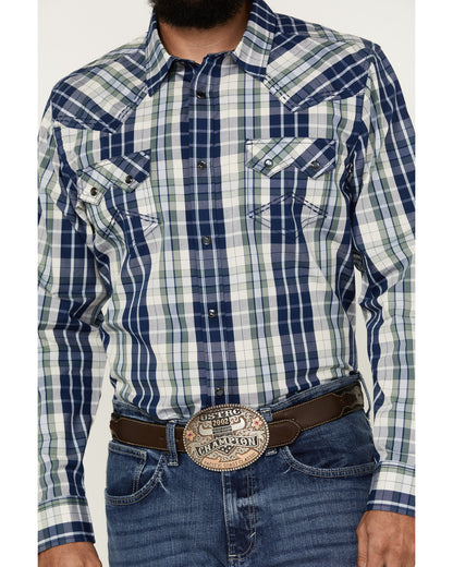 Men's Cole Plaid Print Long Sleeve Pearl Snap Western Shirt